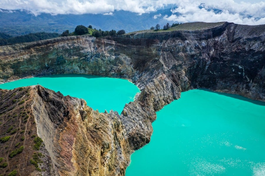 Cobalt-toned crater lake at Kelimutu